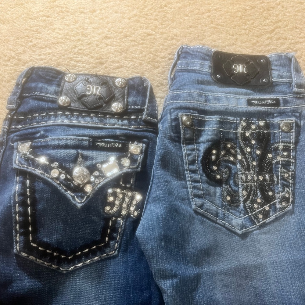 Miss Me Women's Skinny Jeans - Dark and Light Blue